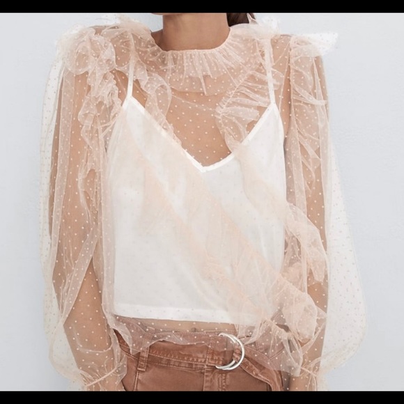 Brand new Zara tulle top in pastel pink, size M - Picture 4 of 4